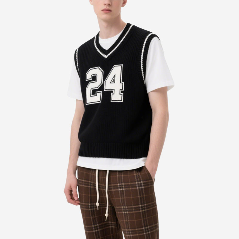 mens-black-knit-vest-varsity-style-sleeveless-top