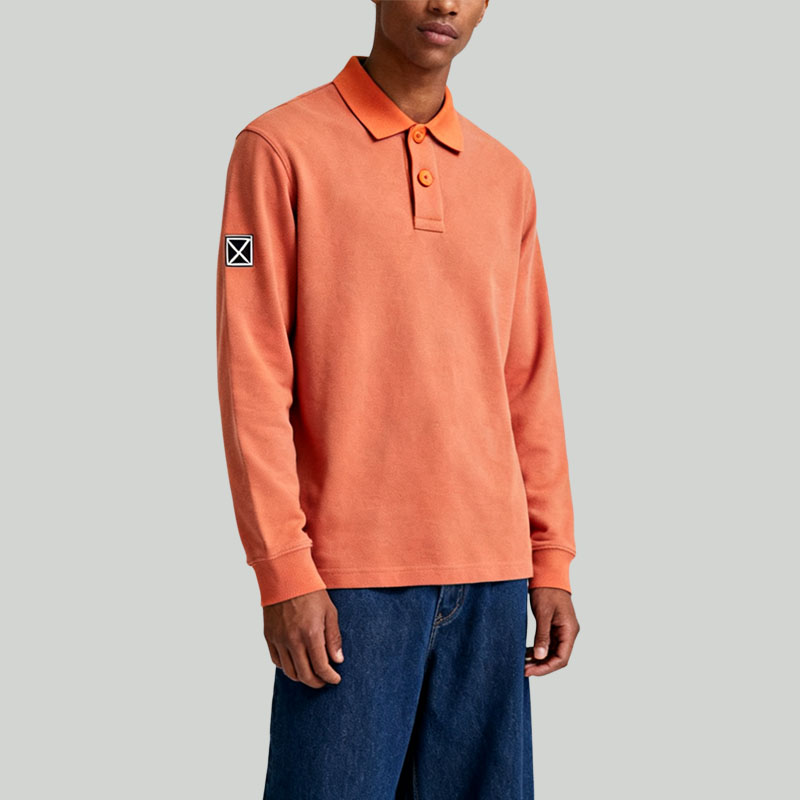 mens-orange-long-sleeve-polo-shirt-casual-trendy-top